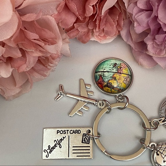 World Map Airplane Compass Keychain - Picture 6 of 13